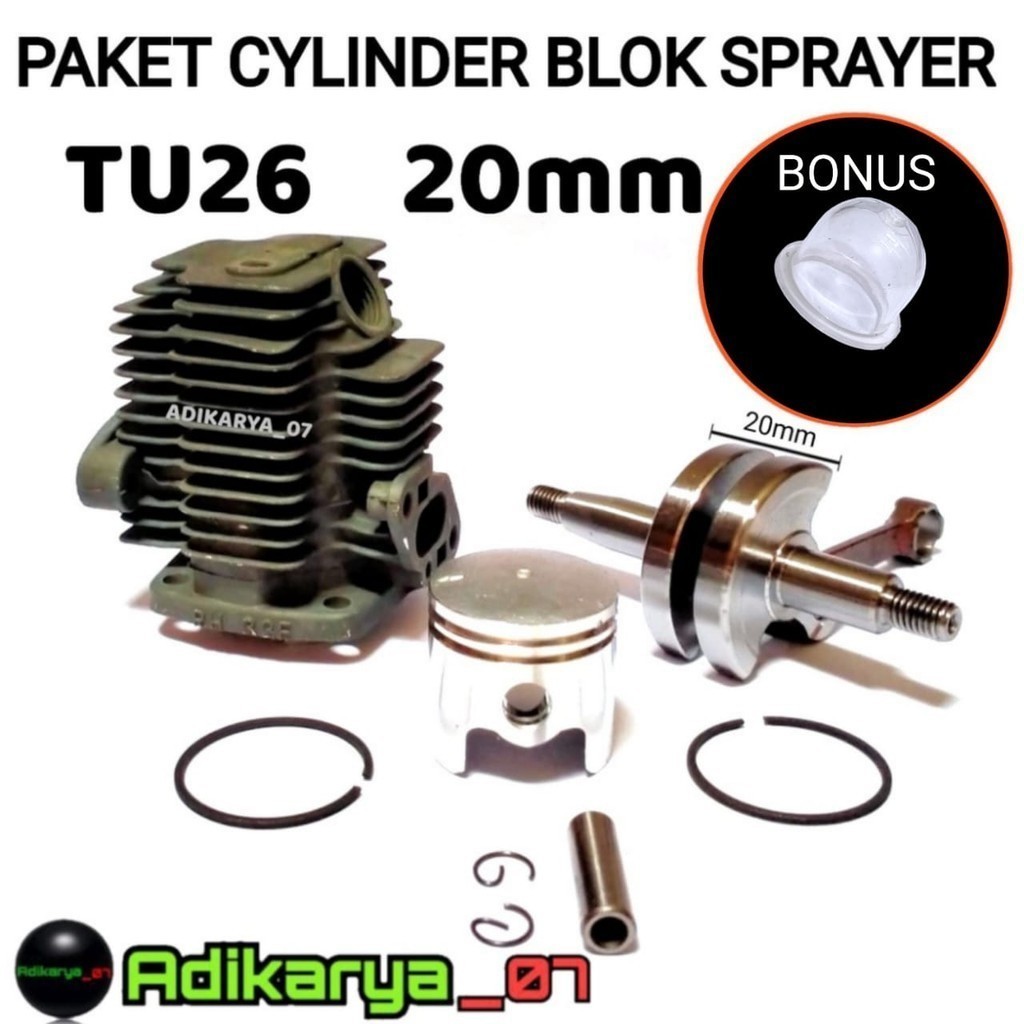 Paket cylinder blok mesin sprayer semprot hama TU26 crankshaft krek as mesin sprayer semprot hama