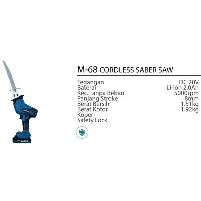 PGS - MODERN M68 Mesin Recipro Saw Cordless 20V Gergaji Jigsaw Baterai
