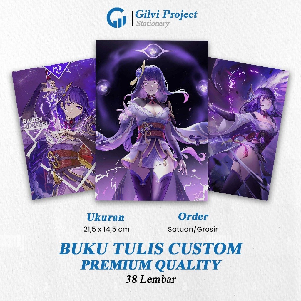 

Buku Tulis Raiden Shogun Genshin Impact / Buku Tulis Sekolah / Buku Tulis Catatan Notes Agenda Planner Jurnal Notebook Anime
