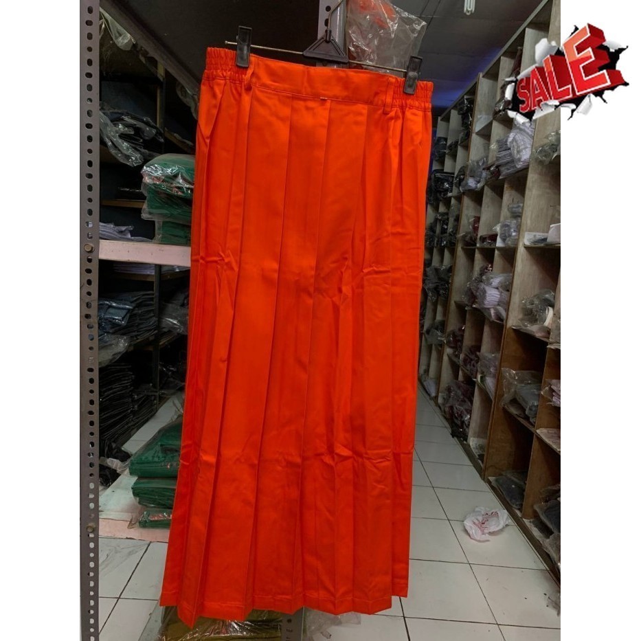✨NEW✨ -SERAGAM SEKOLAH ORANGE ROK PLISKET REMPEL PANJANG - 23