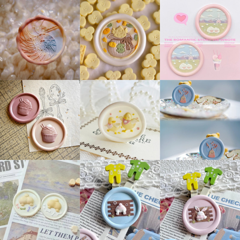 

Diy Fire Seal Stamp Toy Seal Head Fine Carving Seal Head Multi-Layer Special-Shaped Embossed Brass Head Invitation Envelope Seal