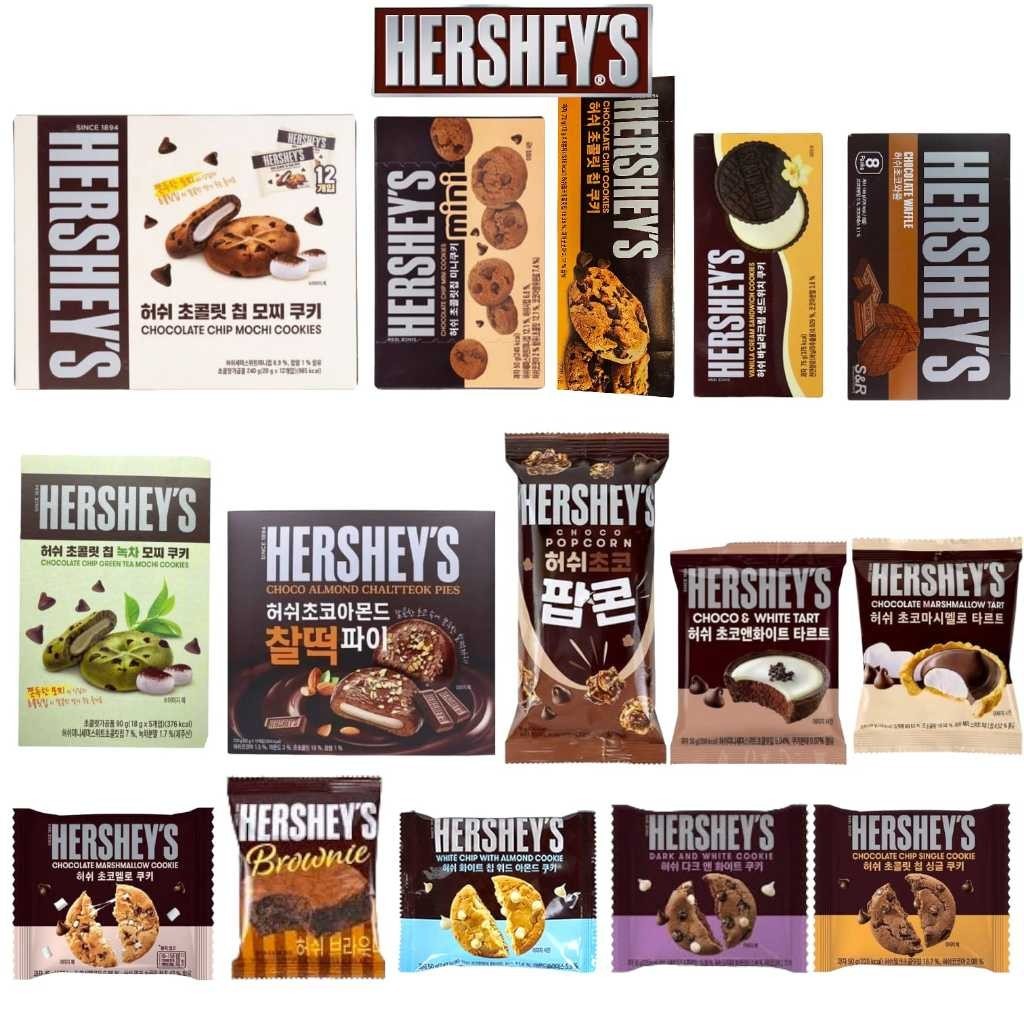 

Hershey's Chocolate Popcorn Mochi Tart Chaltteok Oreo Kitkat Pocky