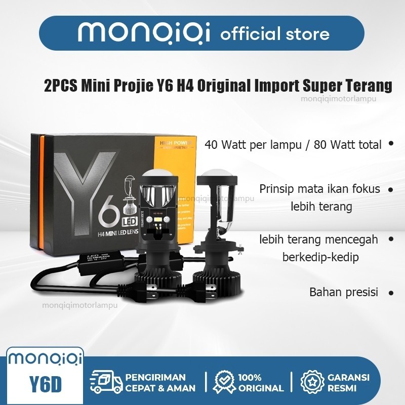 LAMPU MINI PROJECTOR PROJIE Y6D H4 LED MOBIL MOTOR H4 SUPER BRIGHT