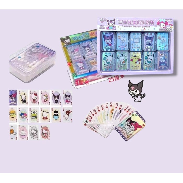 Mainan Kartu Remi  Poker Anak Lucu Karakter Sanrio Kuromii Edition HELLO KITTY GUDETAMA lUCU
