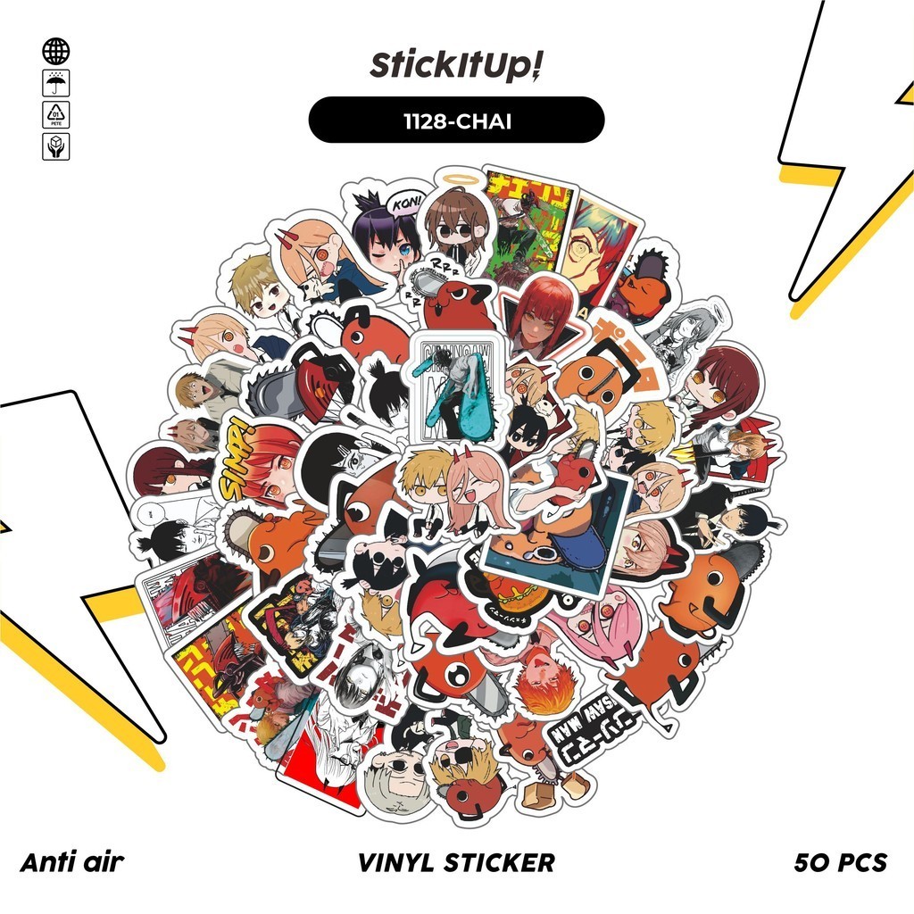 

COD✨ 100 Pcs Stiker Pack Chainsaw Man V2 Lucu Aesthetic Vynil Waterproof untuk Freebies Sticker Buku Journal Casing HP Laptop