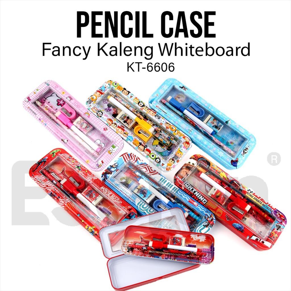 

Kotak Pensil Kaleng SET + whiteboard Fancy 6606