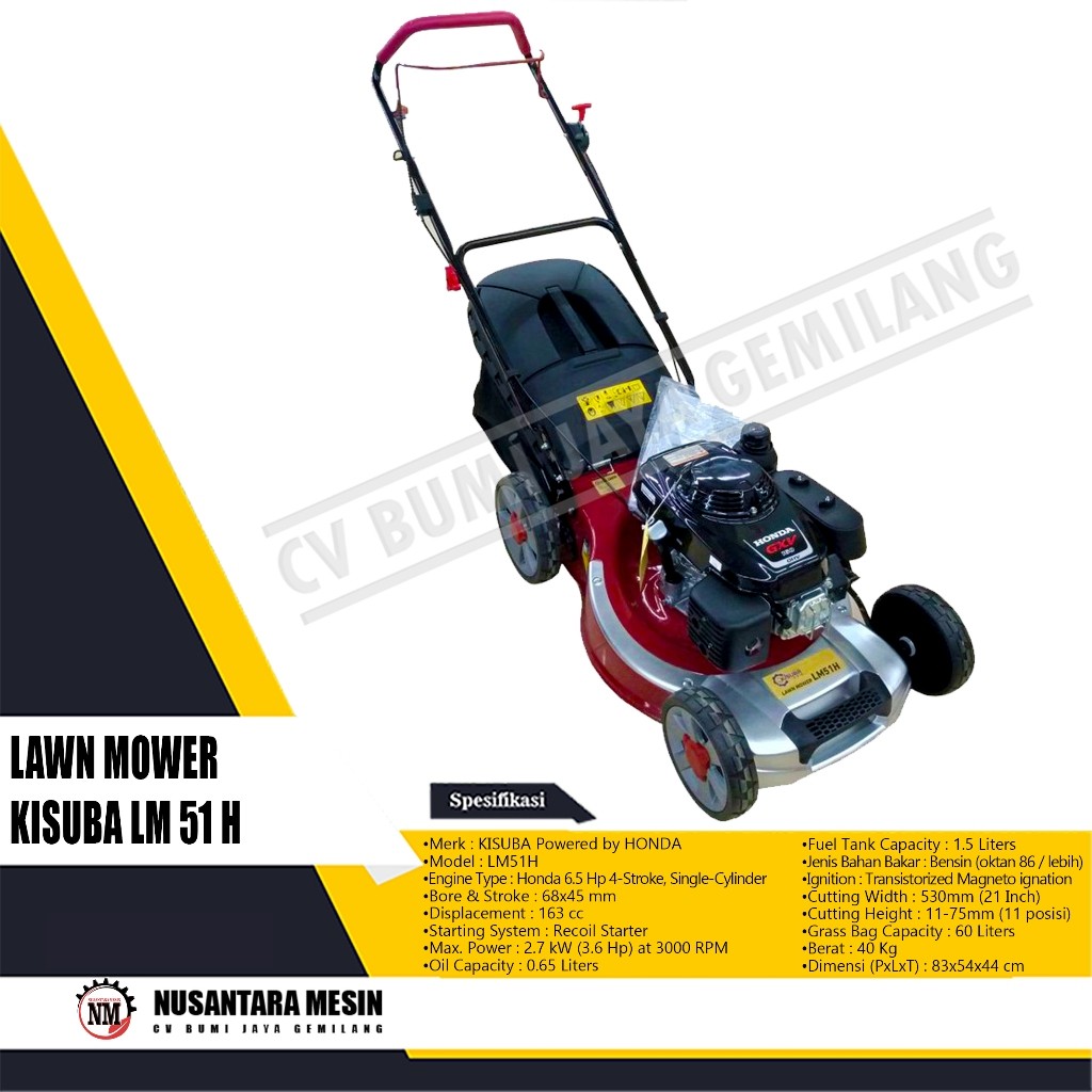 MESIN POTONG RUMPUT DORONG / LAWN MOWER KISUBA HONDA LM 51 H