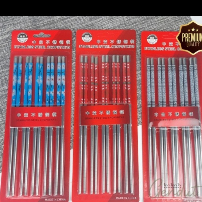 TERLARIS Sumpit Motif Stainless Korea Set | Sumpit Makan Mie Sumpit Murah COD