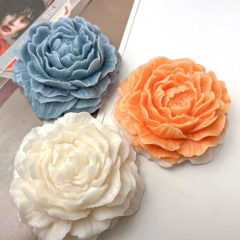 

3D Peony Candle Silicone Mold DIY Gypsum Aromatherapy Epoxy Resin Handmade Soap Making Cake Baking Mold Crafts Decoration