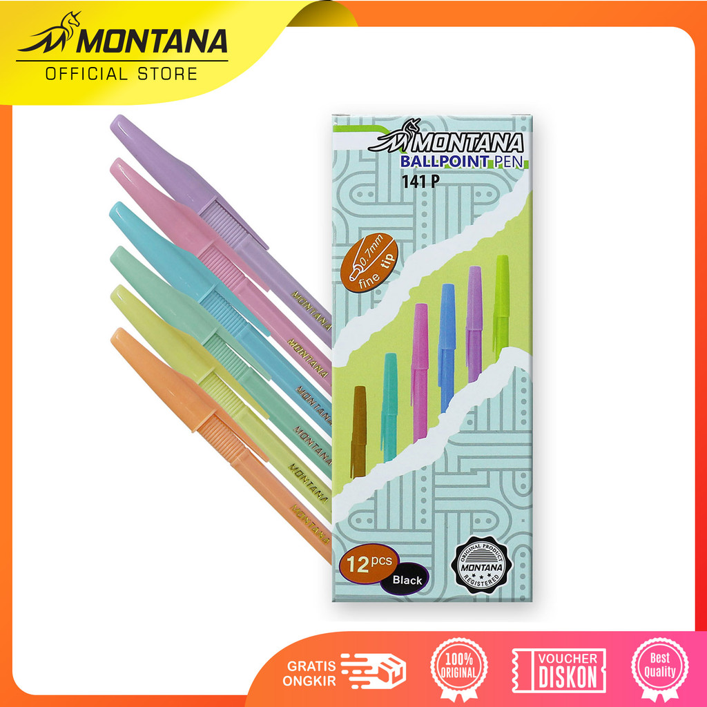 

MONTANA Pulpen Pena 0.7mm Fine tip Ballpoint Pen Tinta Pekat dan Tahan Lama 141-P