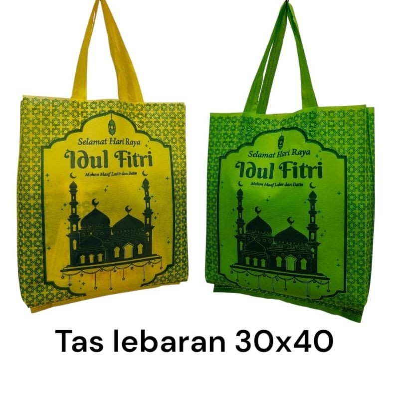 

[ PROMO ] Goodie bag idul Fitri / tas hampers lebaran ukuran 30x40 isi 12pcs