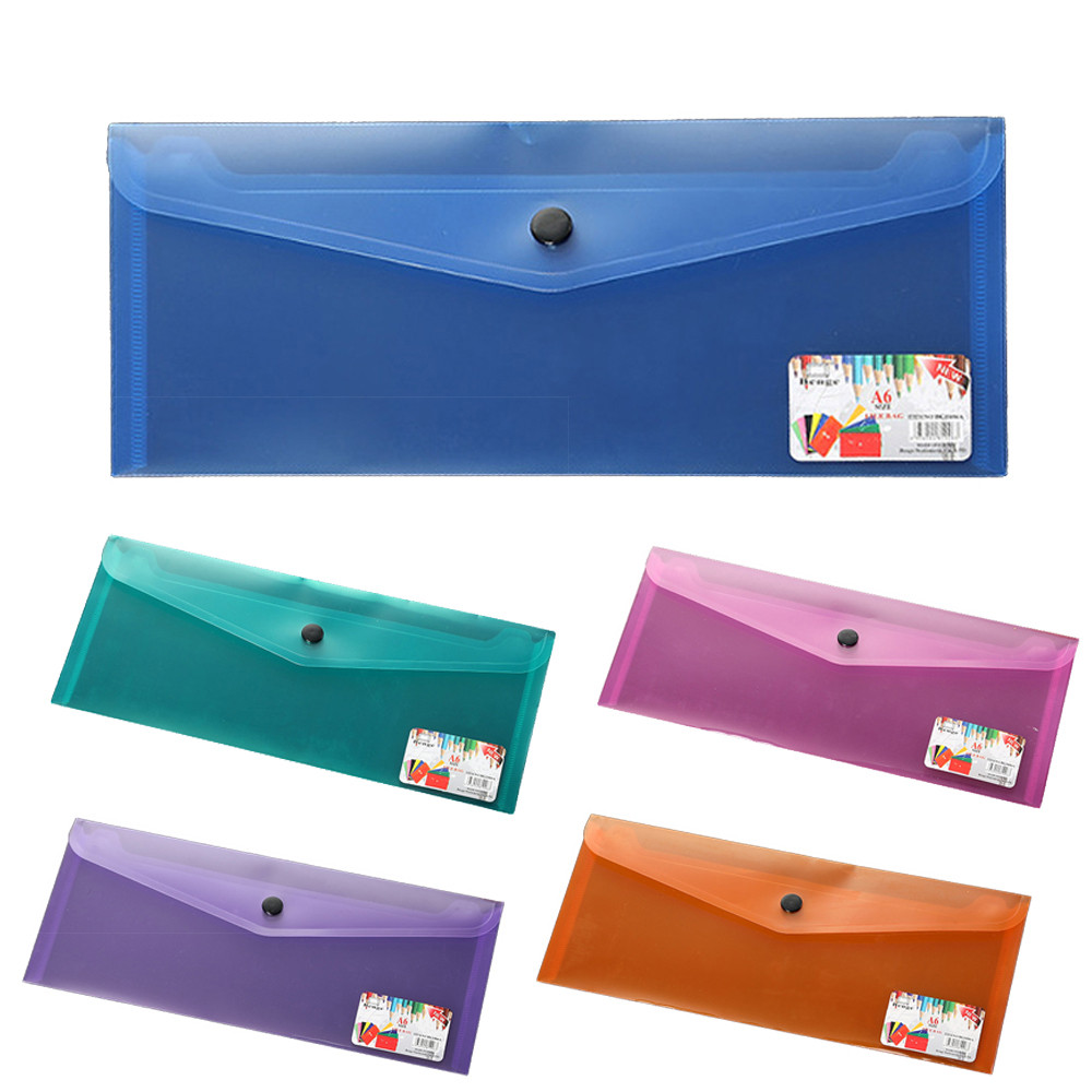 

A6 Plastic File Bag Portable Envelope Folders Document Storage Bag Colorful Students Paper Packaging Bag File Folder Management