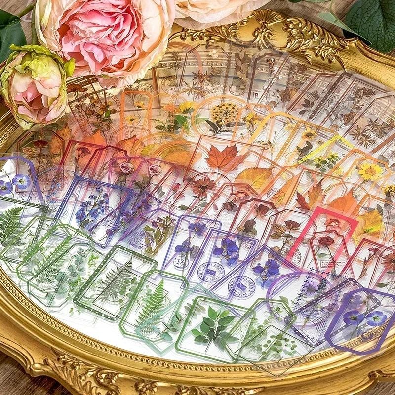 

30pcs/pack Floral Frame Sticker PET Materials Creativity Adhesive Diy Sticker hand made Decorative junk journal supplies