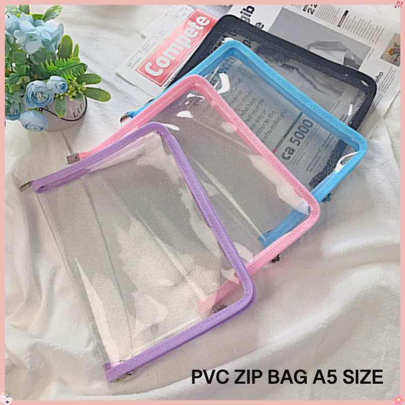 

A5 PVC Zip Pocket Bag File Folder Storage Bag Transparent Folder Organizer A5 Office School Desk Organizer