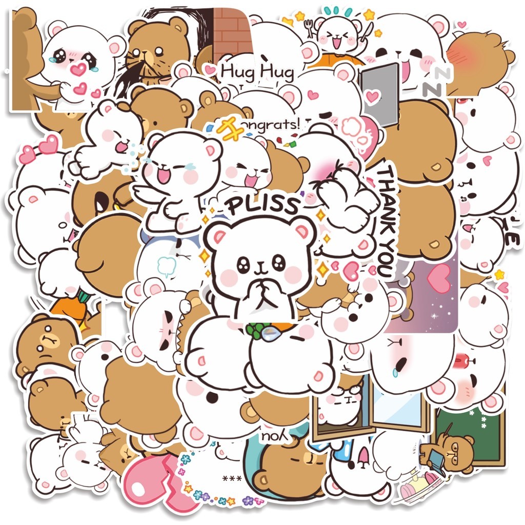 

COD 50 Pcs Stiker Cartoon Cute Couple Bear V1 Lucu Anti Air Untuk Dekorasi Notebook Sepeda Skateboard Handphone
