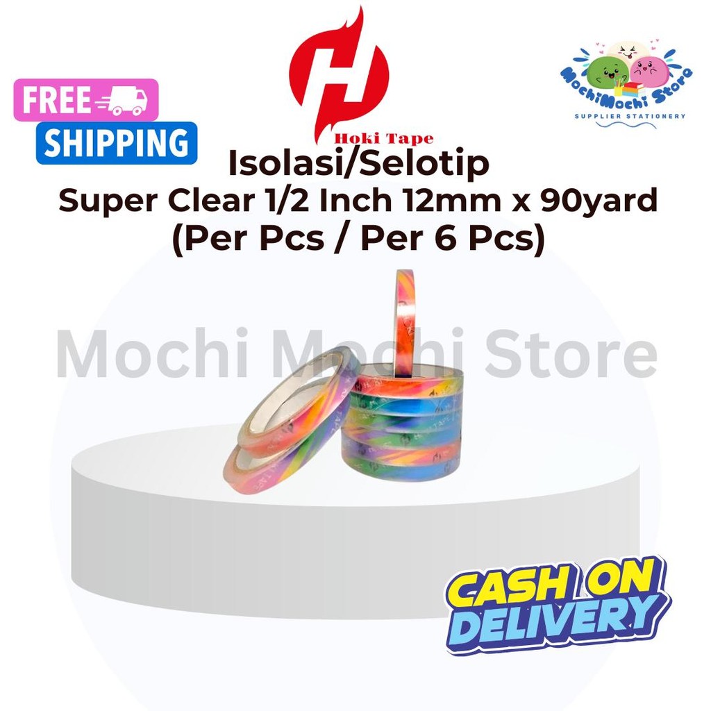 

PER PCS Selotip Super Clear 1/2 Inch 12mm x 90yard | Selotip Bening Ukuran 1/2inch 12mm x 90yard | Isolasi Tape Super Clear