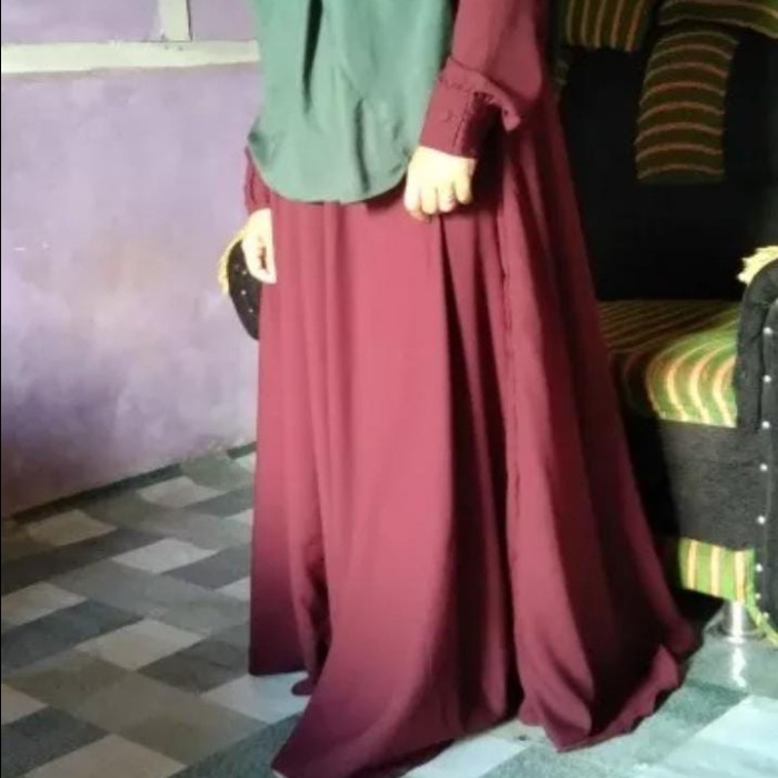 GAMIS MARUN POLOS/GAMIS MARUN POLOS MURAH/GAMIS MURAH/GAMIS WOLLYCREPE - S