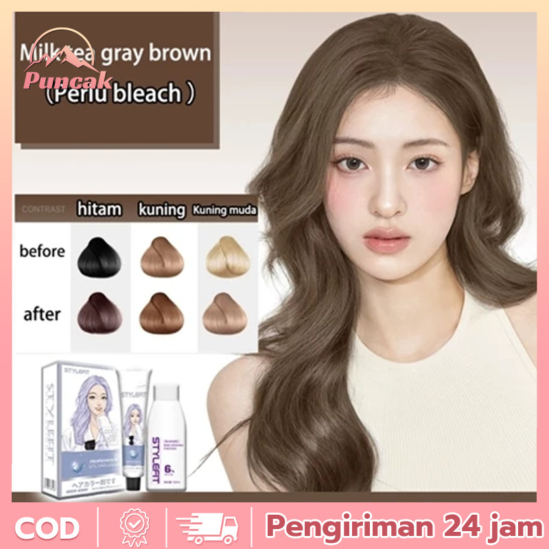 【PUNCAK】STYLE FIT cat rambut Warna menonjol tidak mudah luntur, pewarnaan rambut di rumah,Mudah dipa