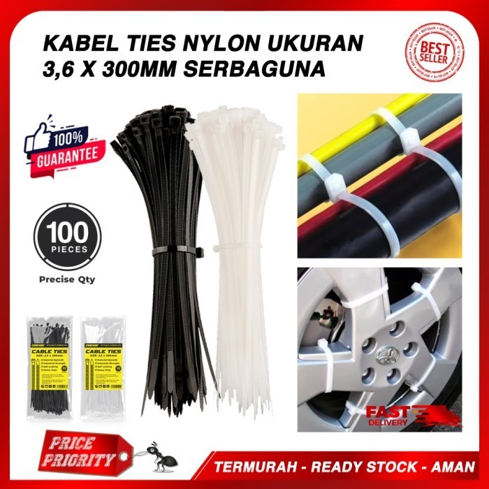 

Kabel Tis Nilon 3,6 x 300mm (30cm) Putih Kabel Tis Nilon isi 100pcs High Quality