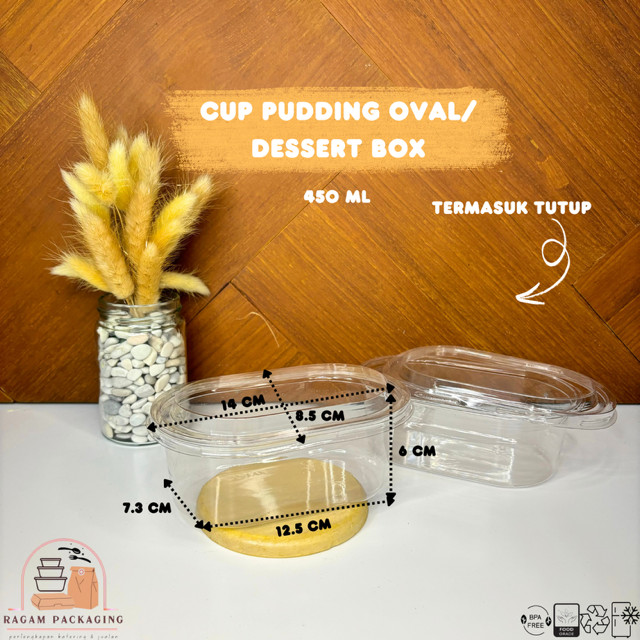 Box Dessert Oval / Cup Mika Pudding Tiramisu Premium / Kotak Kaca Mika Persegi Panjang Cheesecake Ch