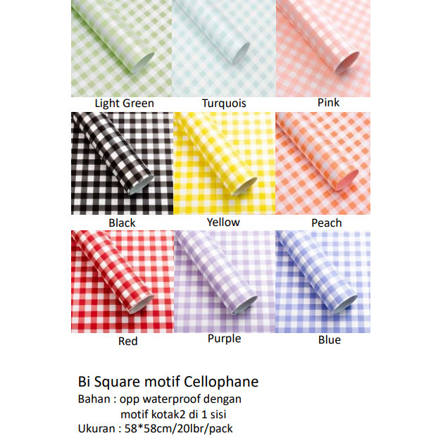 

(20lembar) Flower Wrapping Paper Kertas Bunga Buket Motif Kotak / Bi Square Motif Cellophane Opp Florist