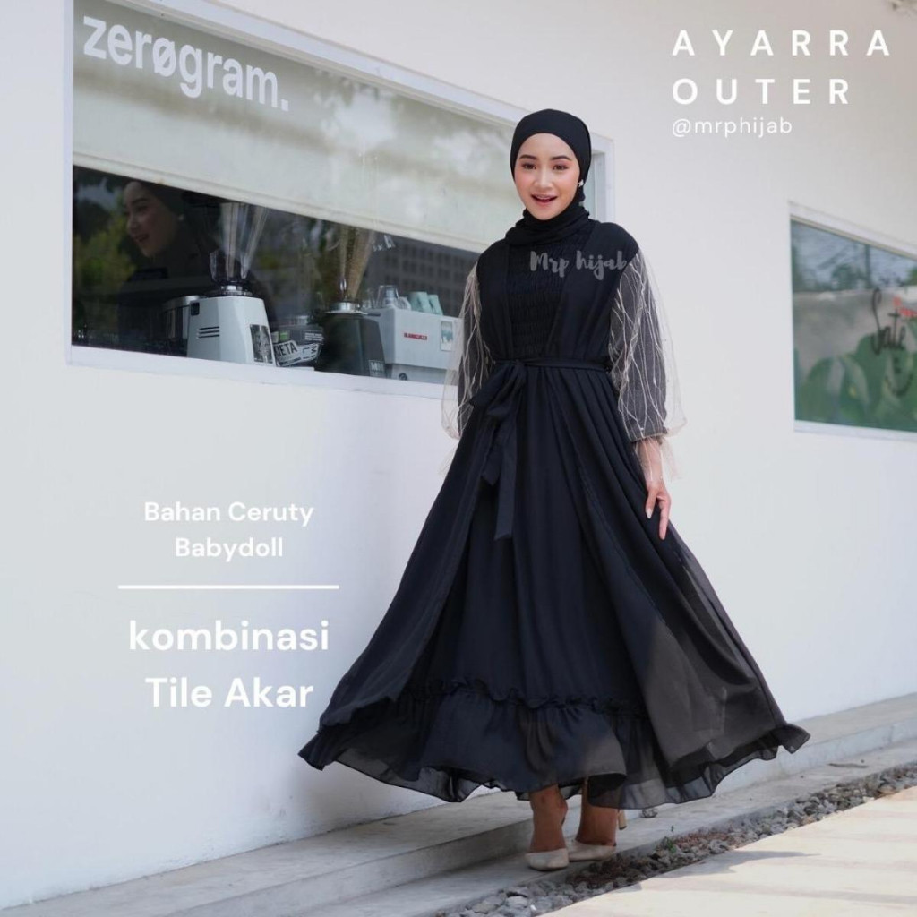 fv43dh Ayarra Outer Dress Tile Akar by mrp hijab  Gamis  Wanita  Ceruty  Muslim