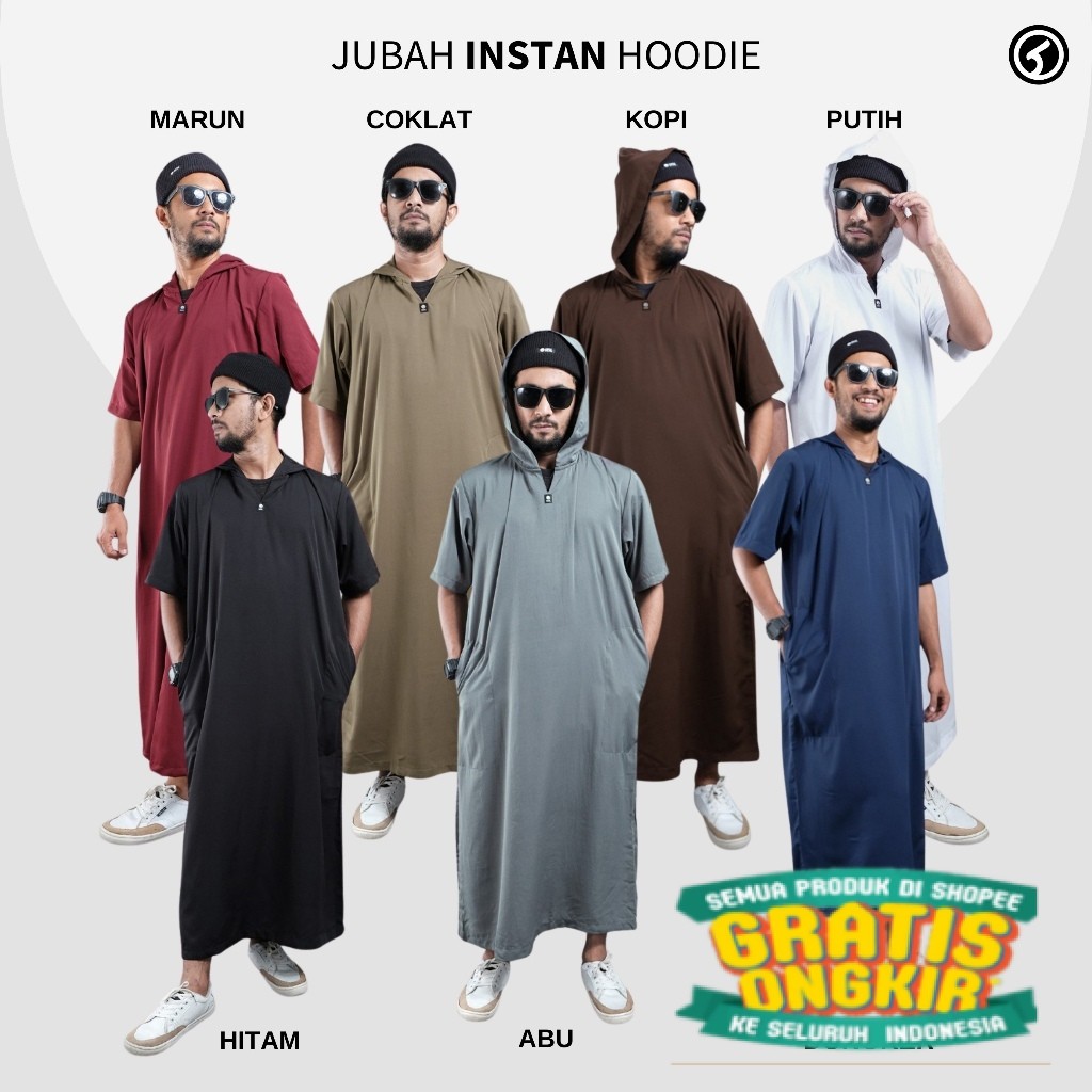JUBAH HOODIE Jubah Gamis Travel Pria Jubah Hitam Pria Jubah Gamis Sholat Pria Travel Hoodie Koko Jub