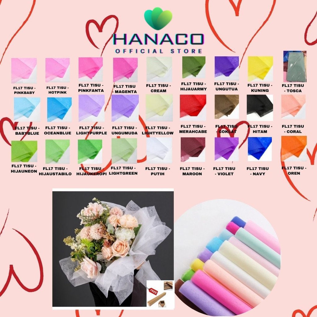

HANACO - (5 LEMBAR) - FL17 TISU Kertas Tissue Buket/ Kertas Tissue/ Flower Wrapping Paper