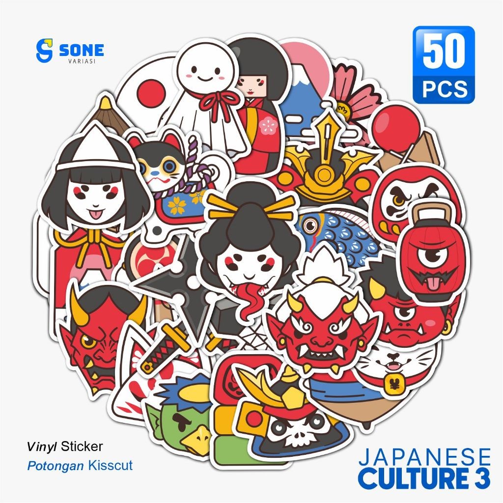 

Sticker Pack Japanese Culture 3 Aesthethic Vinyl Waterproof Stiker Casing HP Laptop Tumbler