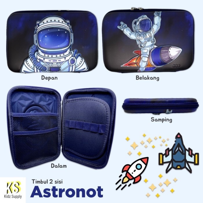 

[New]Promo Tempat Kotak pensil hardcase smiggle anak laki karakter timbul 3D - HR-Astronot