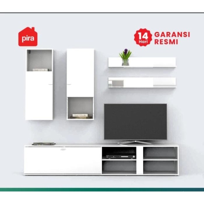 PIRA BAVARIAN - URANUS WU Rak TV/Meja TV/Lemari Gantung - WHITE FLOSSY