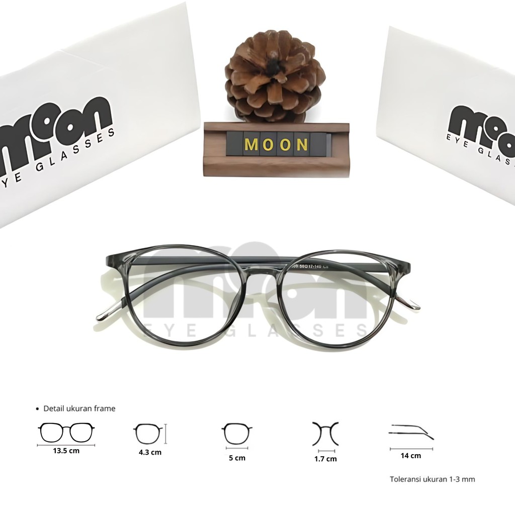𝗠𝗼𝗼𝗻 𝗘𝘆𝗲𝗚𝗹𝗮𝘀𝘀𝗲𝘀 - Paket Kacamata Photocromic Minus/Normal/Silinder Unisex Frame M5009 Plastik Lentur