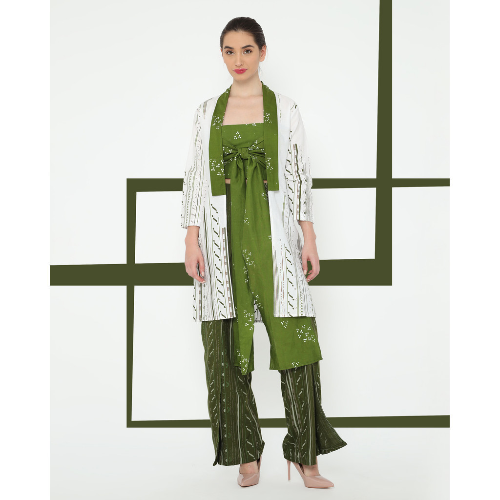 OUTER BATIK PREMIUM Katun Outer Wanita Tania Motif Tarangga Warna Hijau 72 Batik x Pisalin 725250