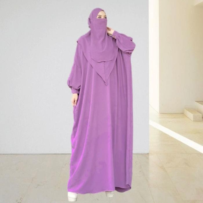 "SKY.LD" -  PROMO MADINAH GAMIS KAFTAN SET KHIMAR NIQAB AL MADINAH DRESS SYAR'I WANITA CRINCLE AIRFL