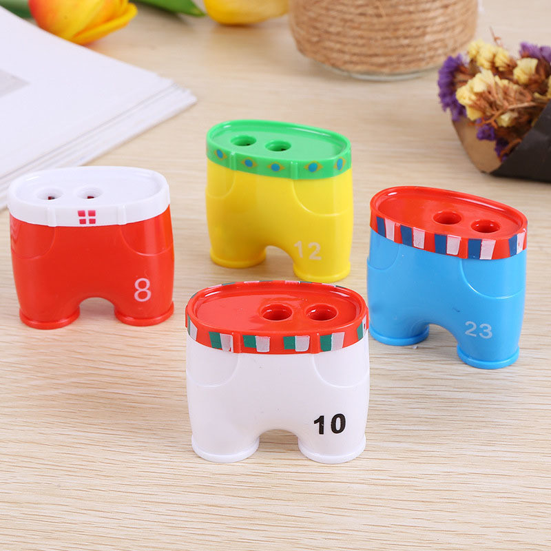 

1 Piece Lytwtw's Pencil Sharpener Creative Double Hole Pants Stationery Cartoon Office Supplies Gift Kawaii School Accessories