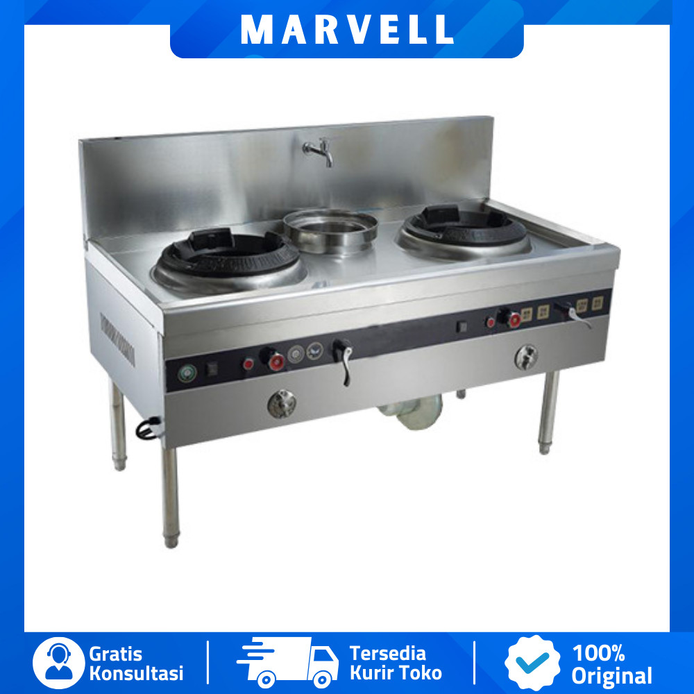 Kwali Range 2 Tungku 1 Soup Kompor 2 Burner 1 Tungku With Blower