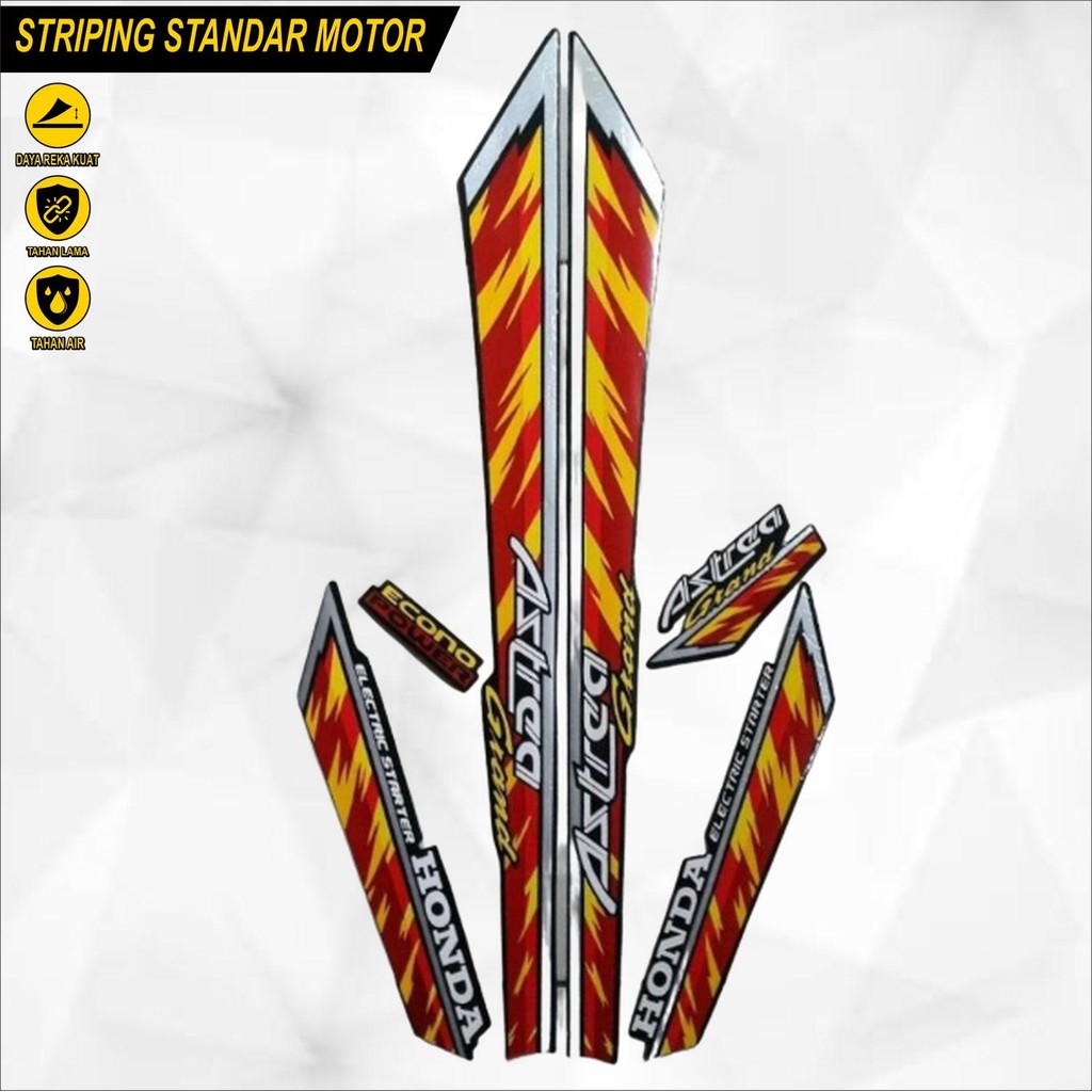 Stiker Striping Lis Body Motor Honda Astrea Grand 93 Le Merah-kuinng