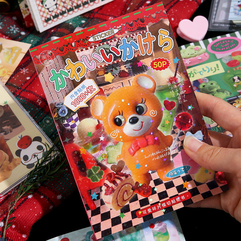 

50 Pages Cute Fragments Series Cut Film Sticker Book Y2K Sticker Journal Handbook Scrapbooking Kawaii Decoration Sticker Gift