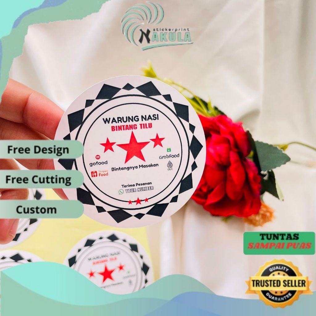 

NKL Ready Stiker Rumah Makan Free Desain Sticker Edisi Warung Nasi Restoran Label Box Makanan
