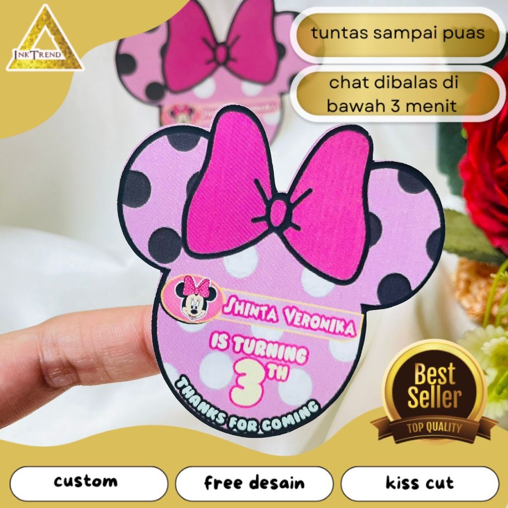 

INKA 4-8 Sticker Karakter Ulang Tahun Anak Stiker Ultah Free Design Birthday Custom Chromo