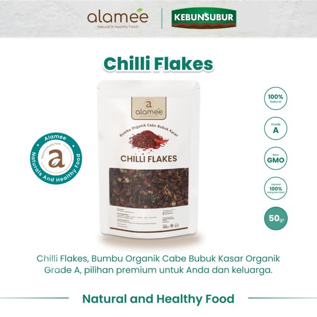 

ALAMEE Cabe Bubuk Kasar Chilli Flakes Cabai Bumbu Dapur Instan Organik Tanpa Campuran 50 Gram kebunsubur Kebunsubur