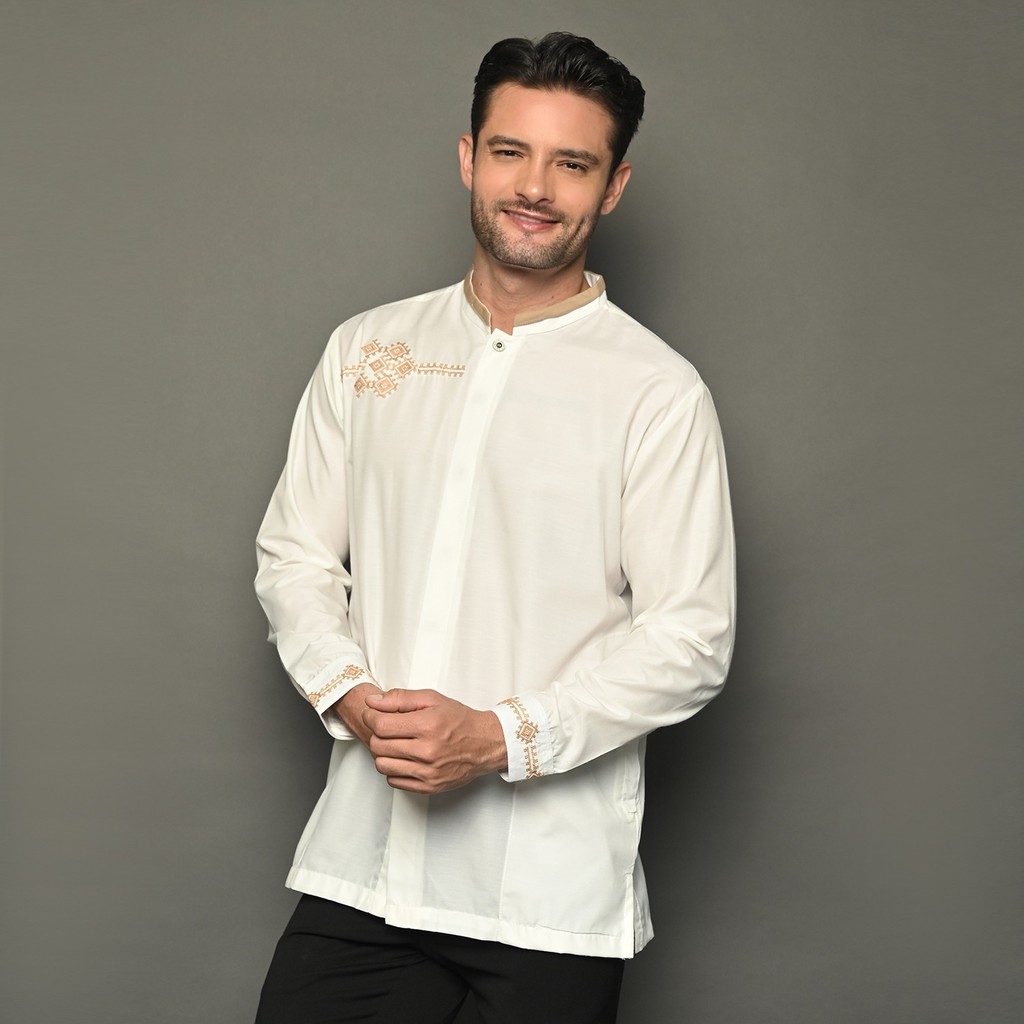 Salman - Kemeja Baju Koko Zaivan 85 Oblong Premium Pria Dewasa Bordir Lengan Panjang