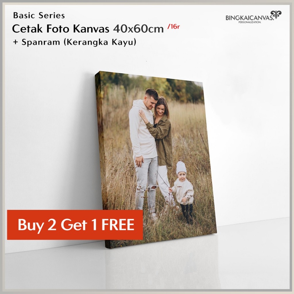 Cetak foto kanvas 40x60cm 16R/Canvas photo print + spanram