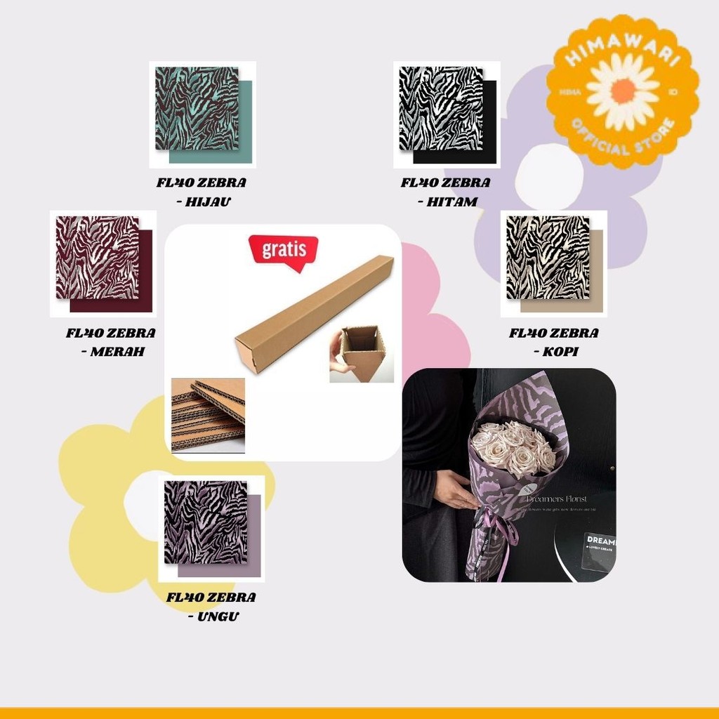 

HIMA - FL40 KUDA FL41 TUTUL Kertas Bunga Paper Buket Motif Cellophane
