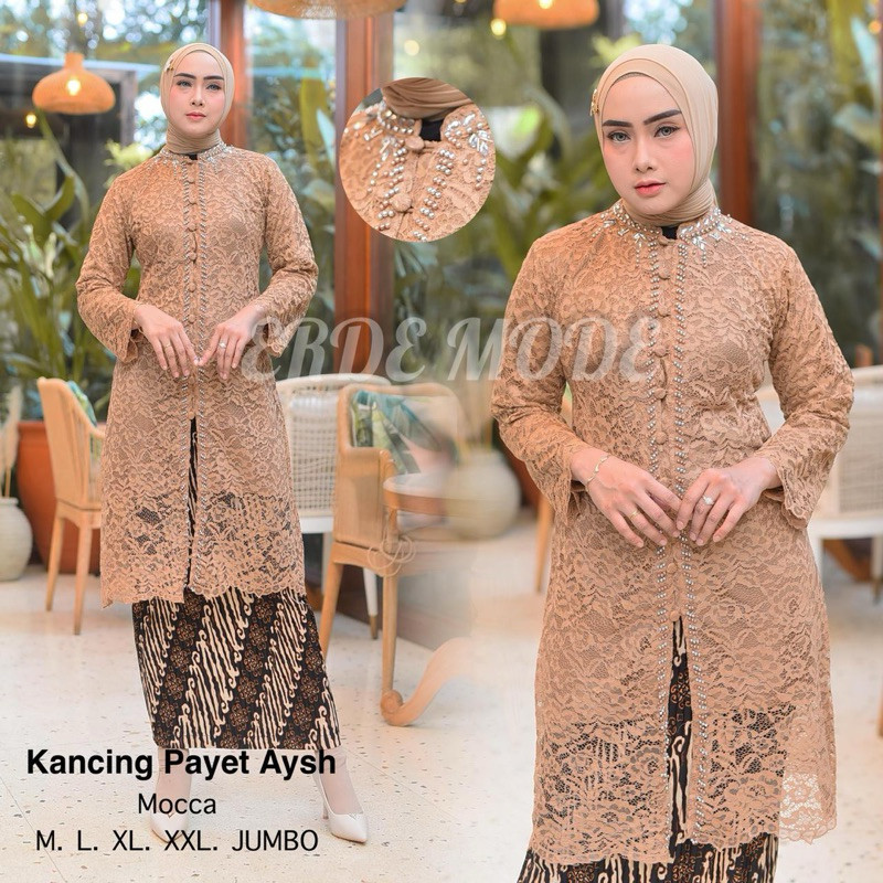 Kebaya Modern Setelan Tunik Brokat Payet Jumbo Ld 130 Baju Kondangan Wanita Modern