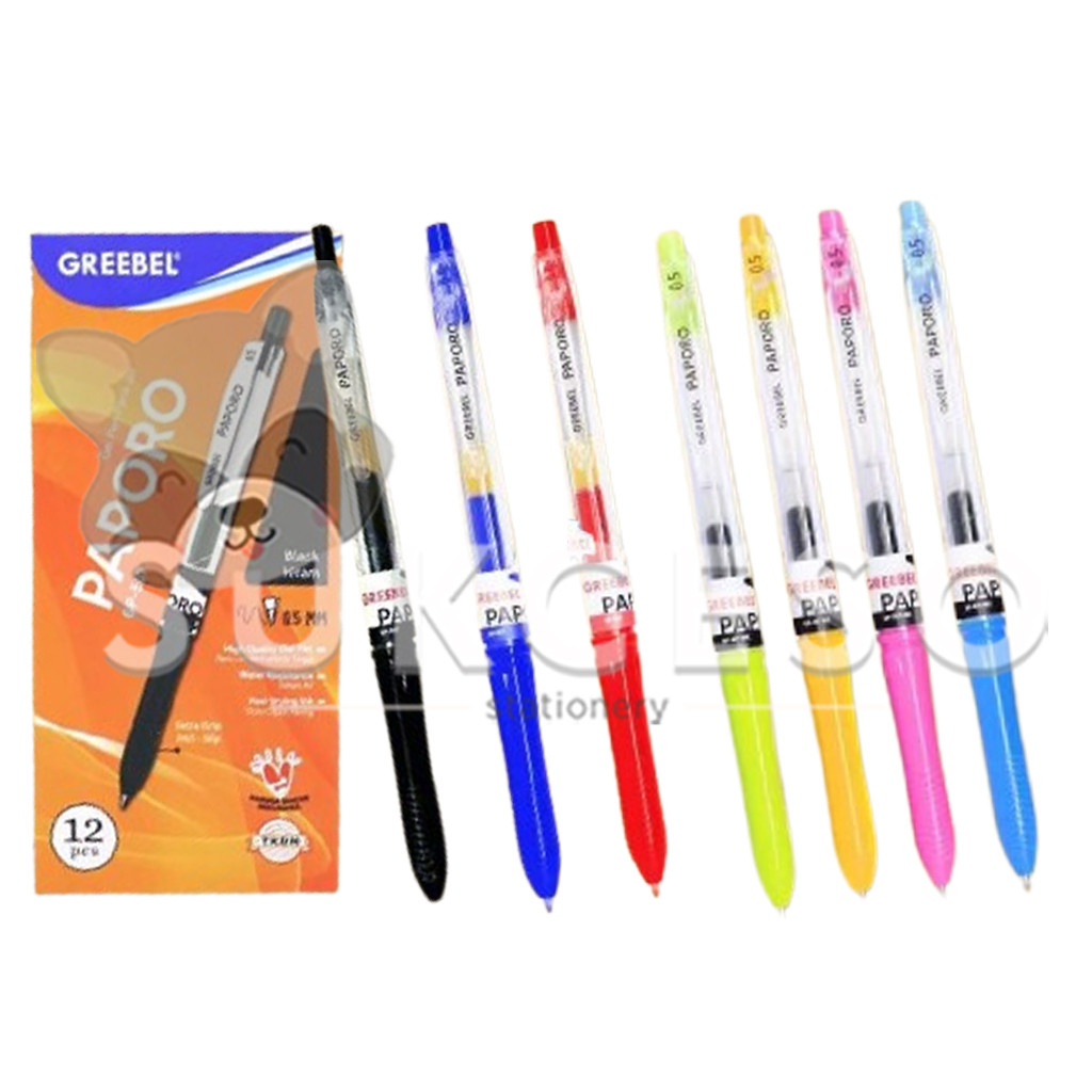 

GREEBEL Retractable Gel Pen 0.5mm GP-507 PAPORO Pulpen SATUAN Murah