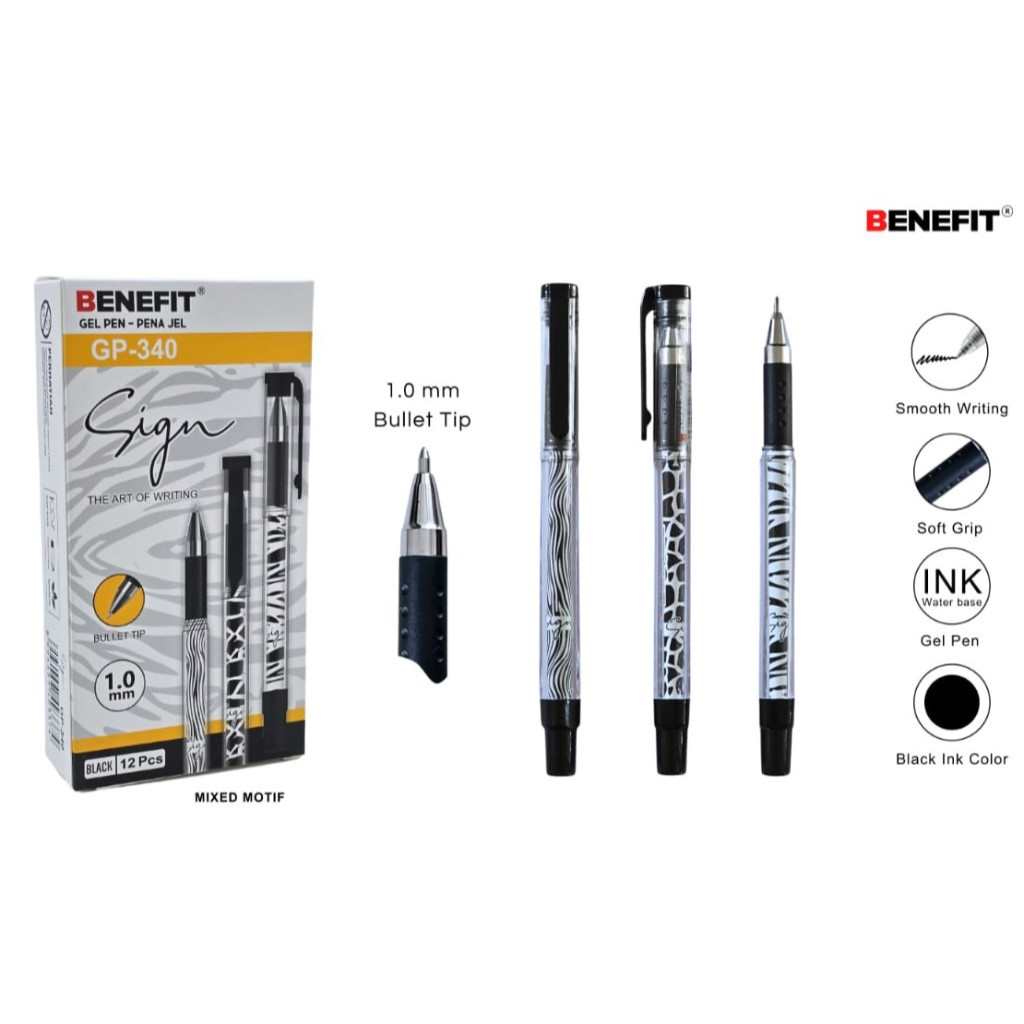 

Pulpen Pena Gel BENEFIT 1.0mm SIGN GP-340 (12PC)