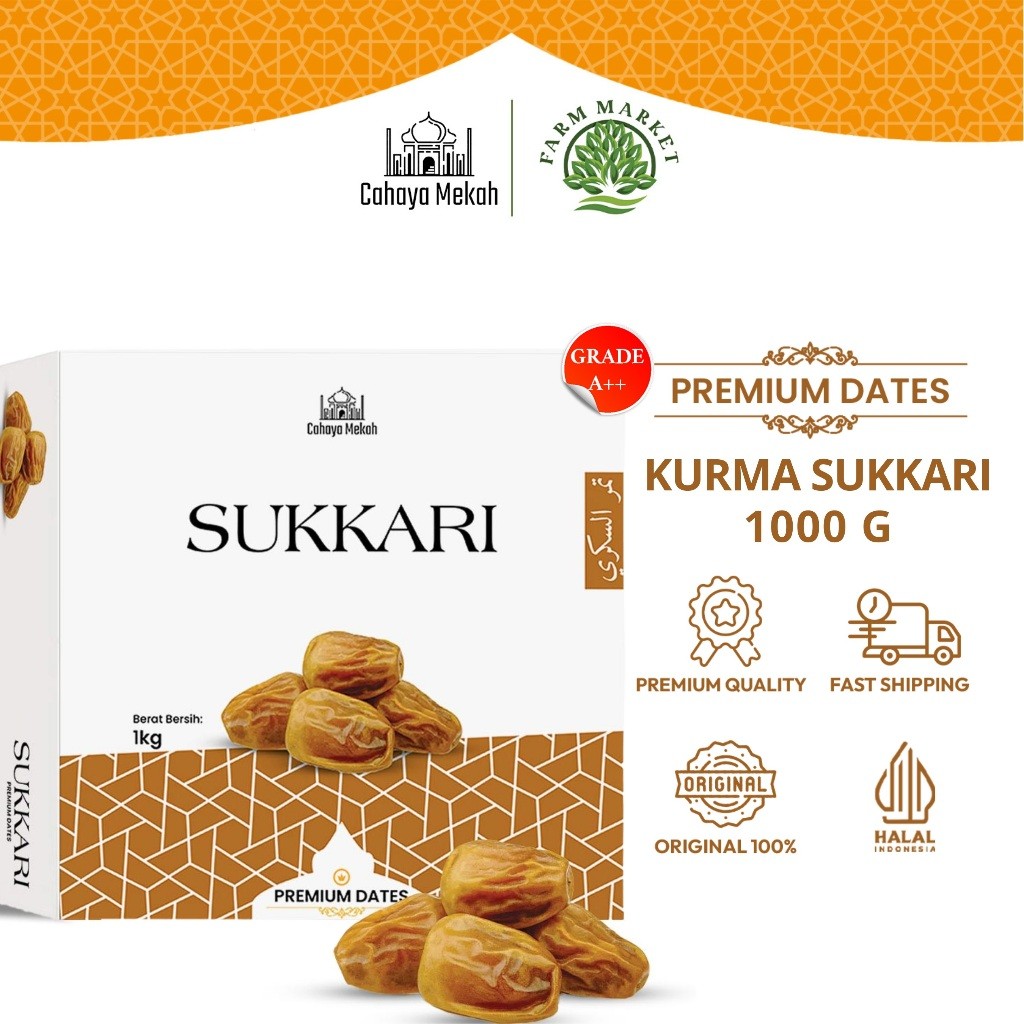 

Cahaya Mekah Kurma Sukkari Box 1 Kg Sukari Dates Original