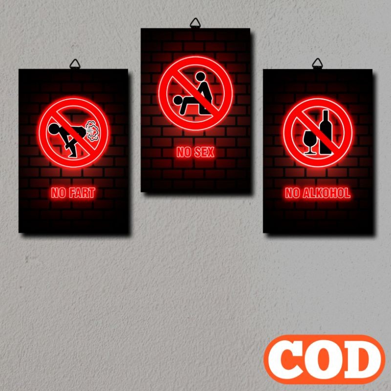Pajangan Dinding Gambar Neon Dilarang / Hiasan Poster Murah Keren Aesthetic / Dekorasi Dinding