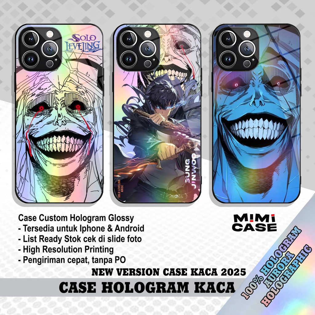 Casing Kaca Hologram Redmi 9 9A 9C 12 12C 13 13C NOTE13 NOTE14 G16X Solo Leveling Softcase Glossy Pr